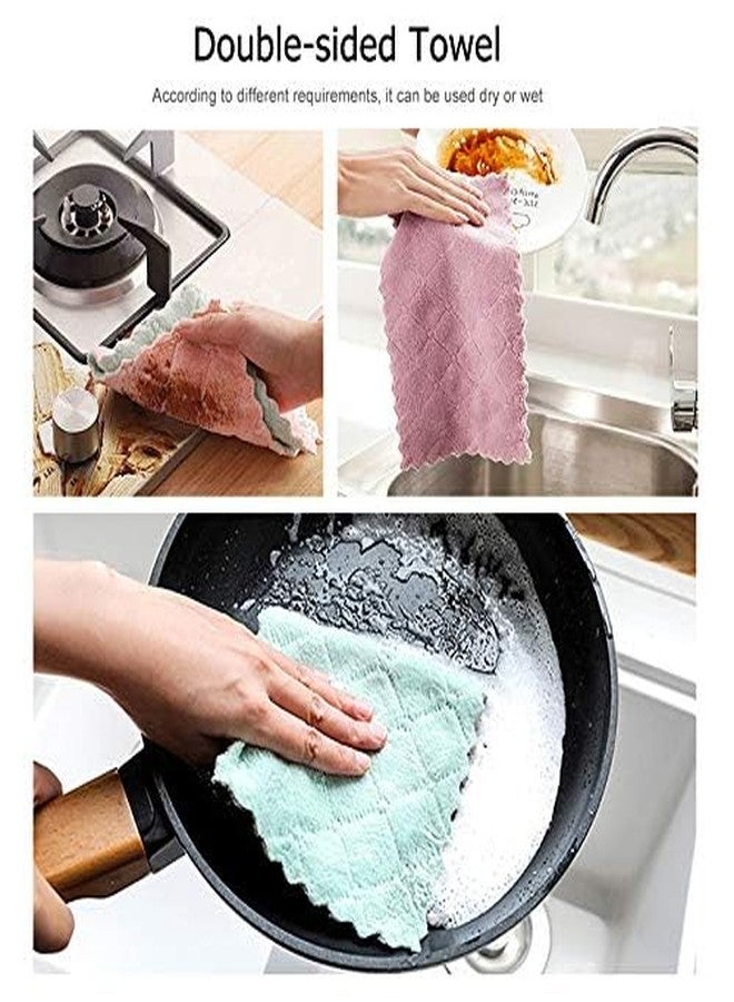 Grab It 10 Pcs Small Size Kitchen Dish Cleaning Nonstick Oil Coral Velvet Microfiber Wipes Magic Oil Resistant Cleaning Cloth (15X27 cm, Pack of 10) - Image 2